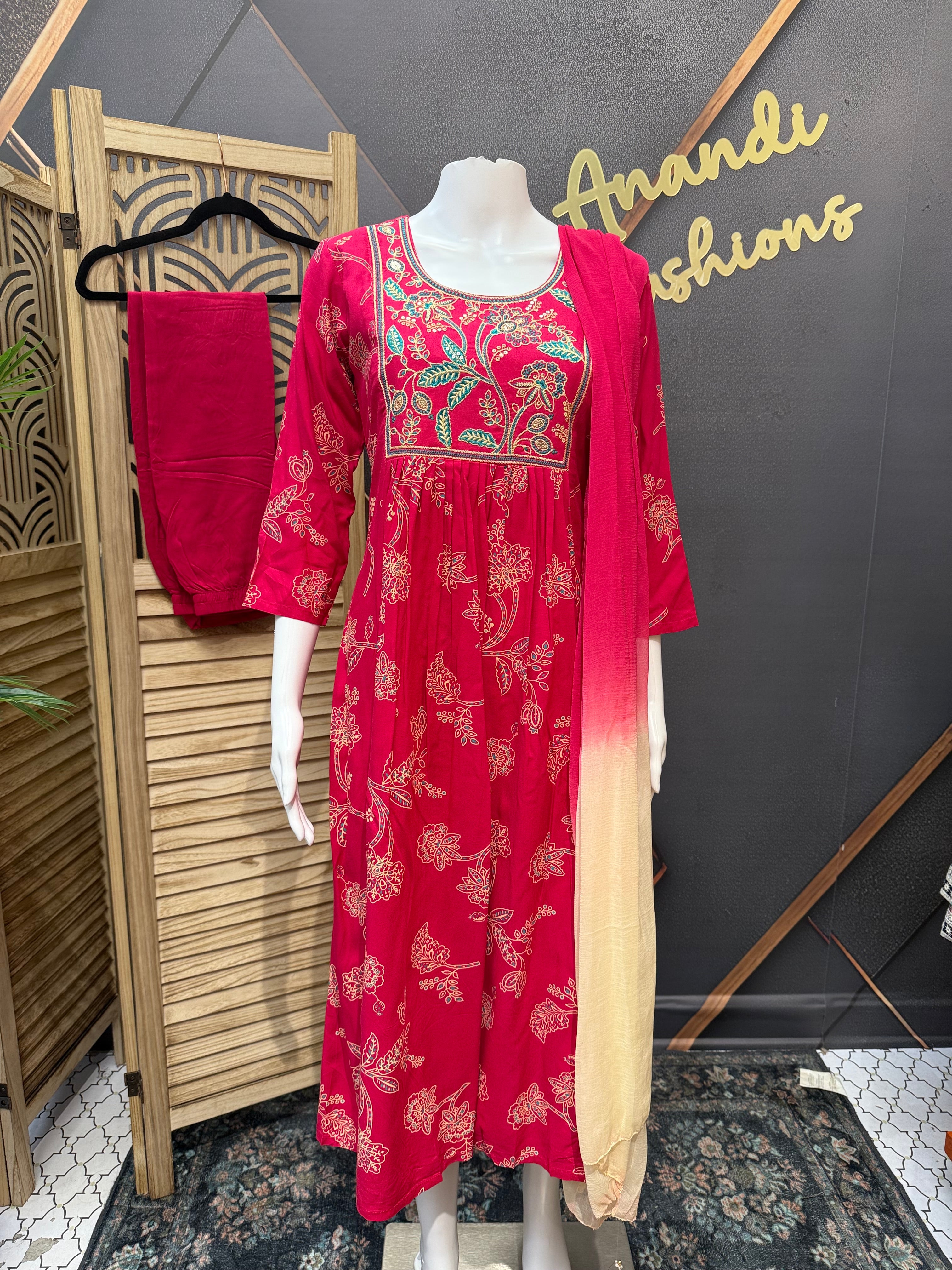 Hot pink- Kurti set