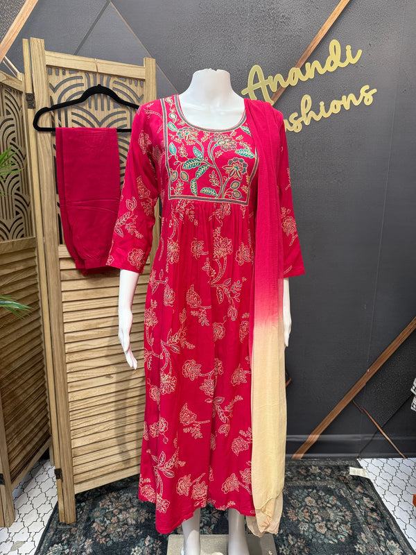 Hot pink- Kurti set