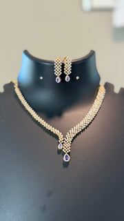 Designer CZ Necklace set with Purpke stone