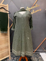 Plus Size Green Georgette Anarkali Kurti set-size 46