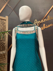 Blue Party wear Sleeveless Kurti set