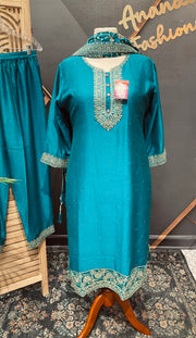 Blue Plus size Party Wear Kurti set