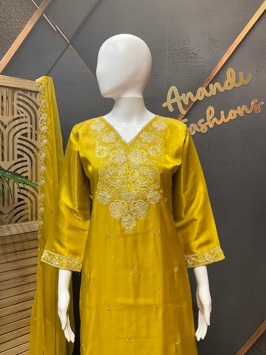 Yellow Party Wear Kurti set