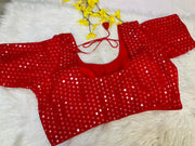 Red Plus Size Georgette Foil Mirror Blouse