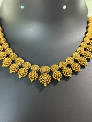 Antique Finish Necklace set- Full Gold
