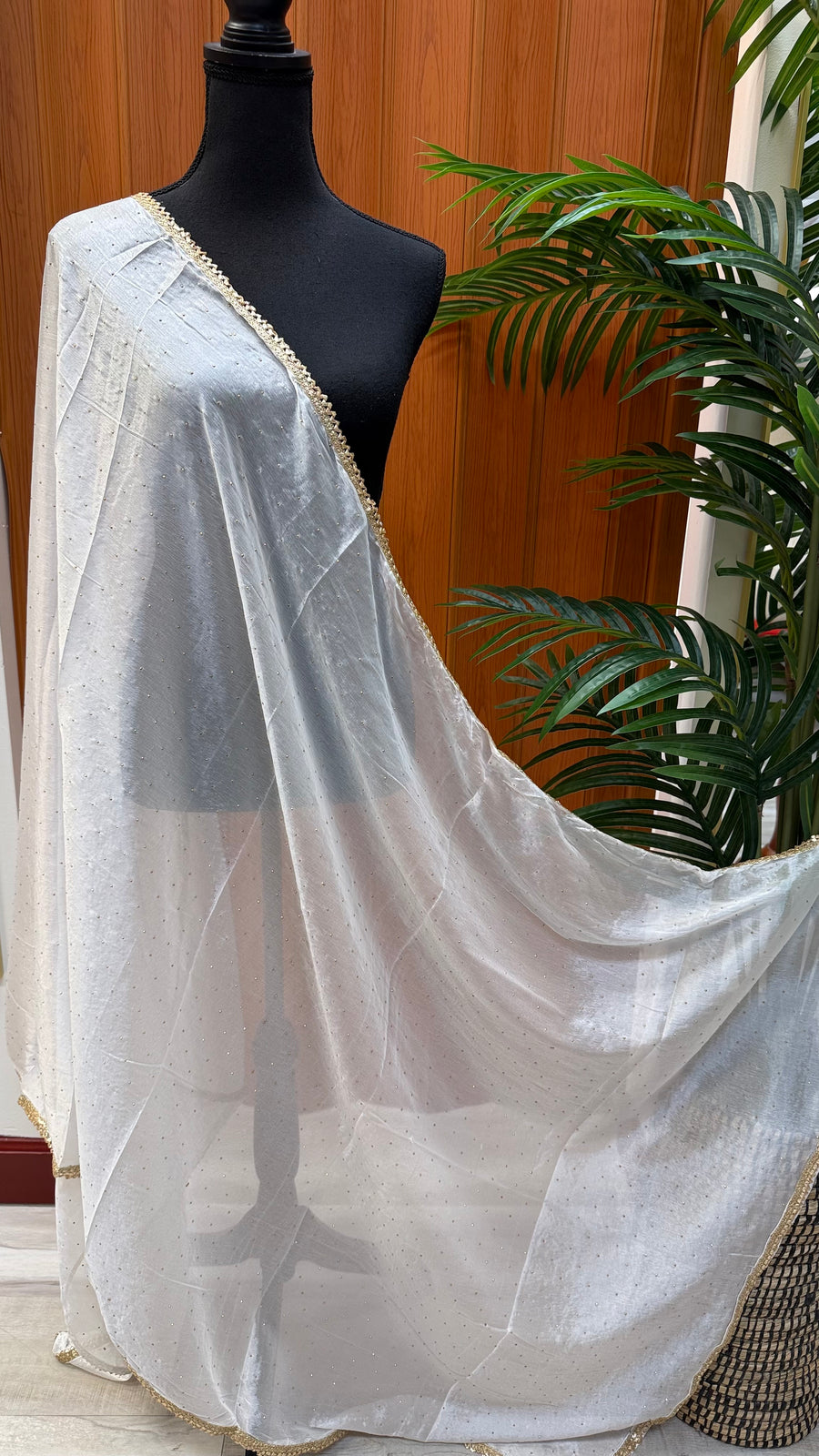 Satin Silk Dupattas with Gold Border