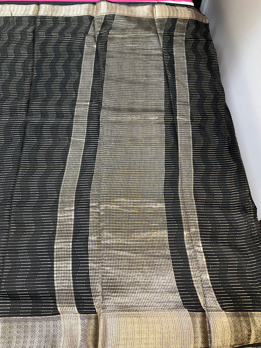 Black Cotton Silk saree