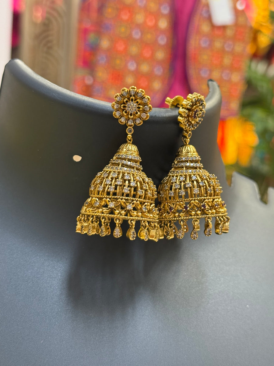 Antique Finish Party Wear Big Jhumkas