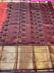 Semi silk Red Kanjeevaram saree