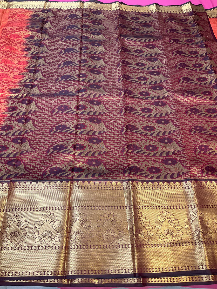 Semi silk Red Kanjeevaram saree