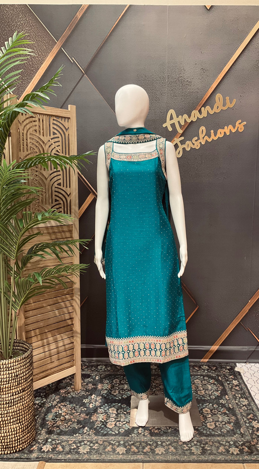 Blue Party wear Sleeveless Kurti set