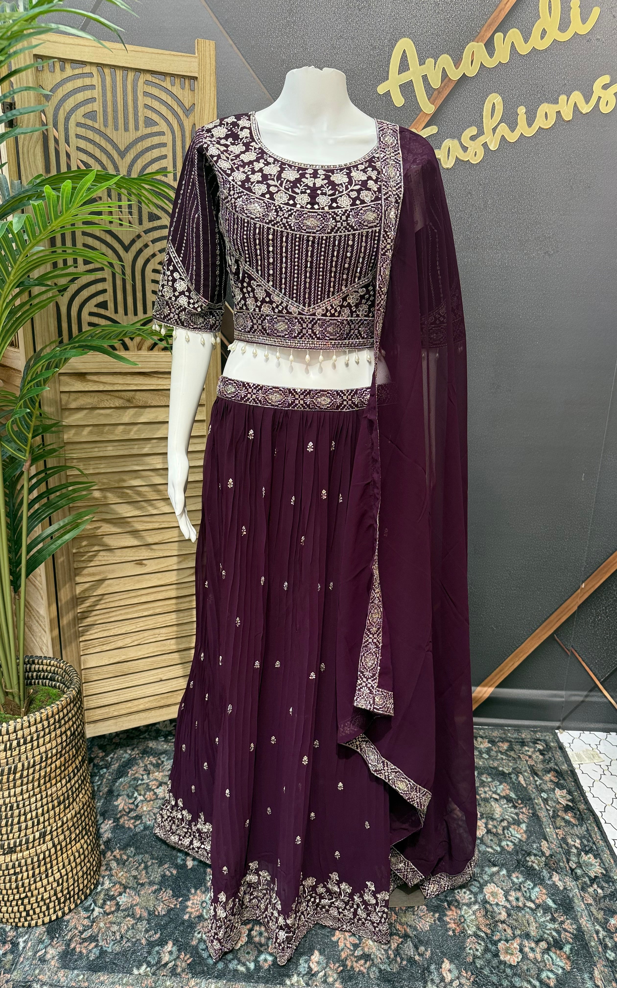 Wine Color- Party Wear Lehenga set