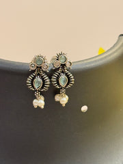 German Silver Pastel Blue Peacock Necklace set