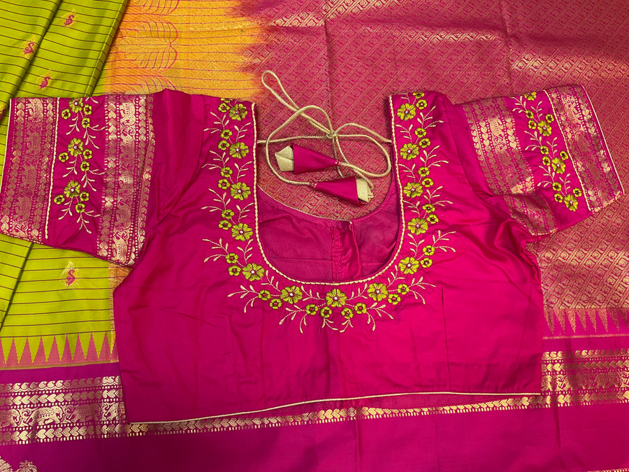 Semi Gadwal Silk saree with stitched work blouse