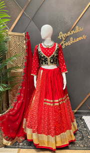 Red Bhandhini Georgette Garba Chaniya choli