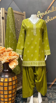 Green - Jaipur Cotton Patiyala Kurti set