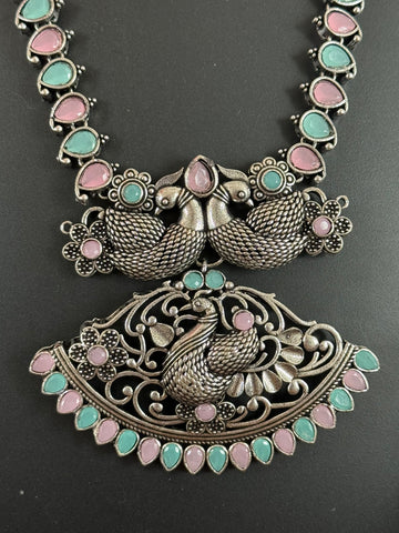 German Silver - Long Haram/Necklace with Pastel color stones