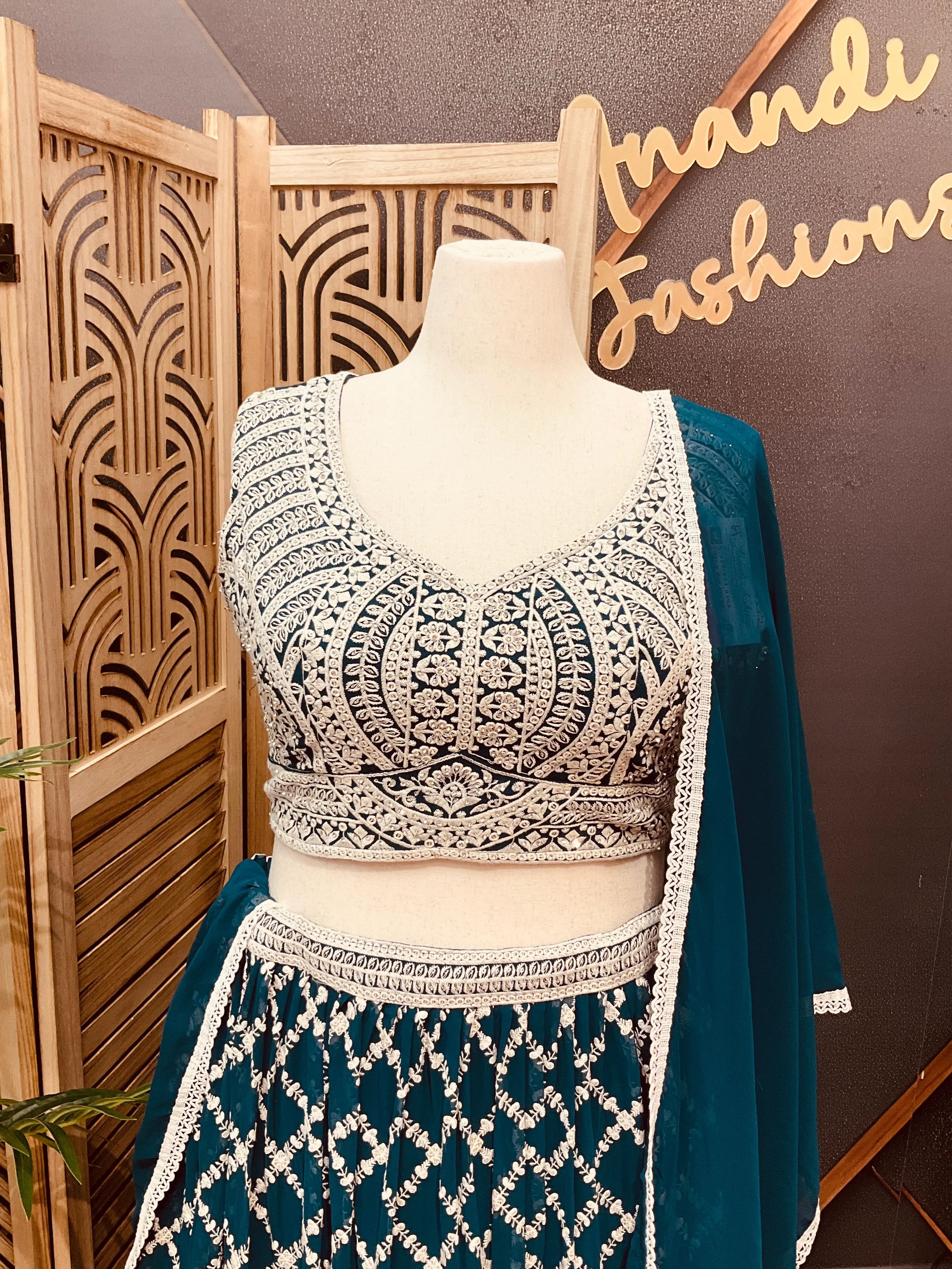 Plus Size Georgette Lehenga Set - Heavy Work Party Wear