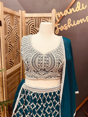 Plus Size Georgette Lehenga Set - Heavy Work Party Wear