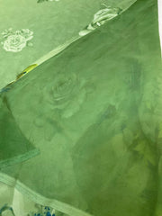 Green Georgette Floral Saree with Blouse - Lightweight Party Wear