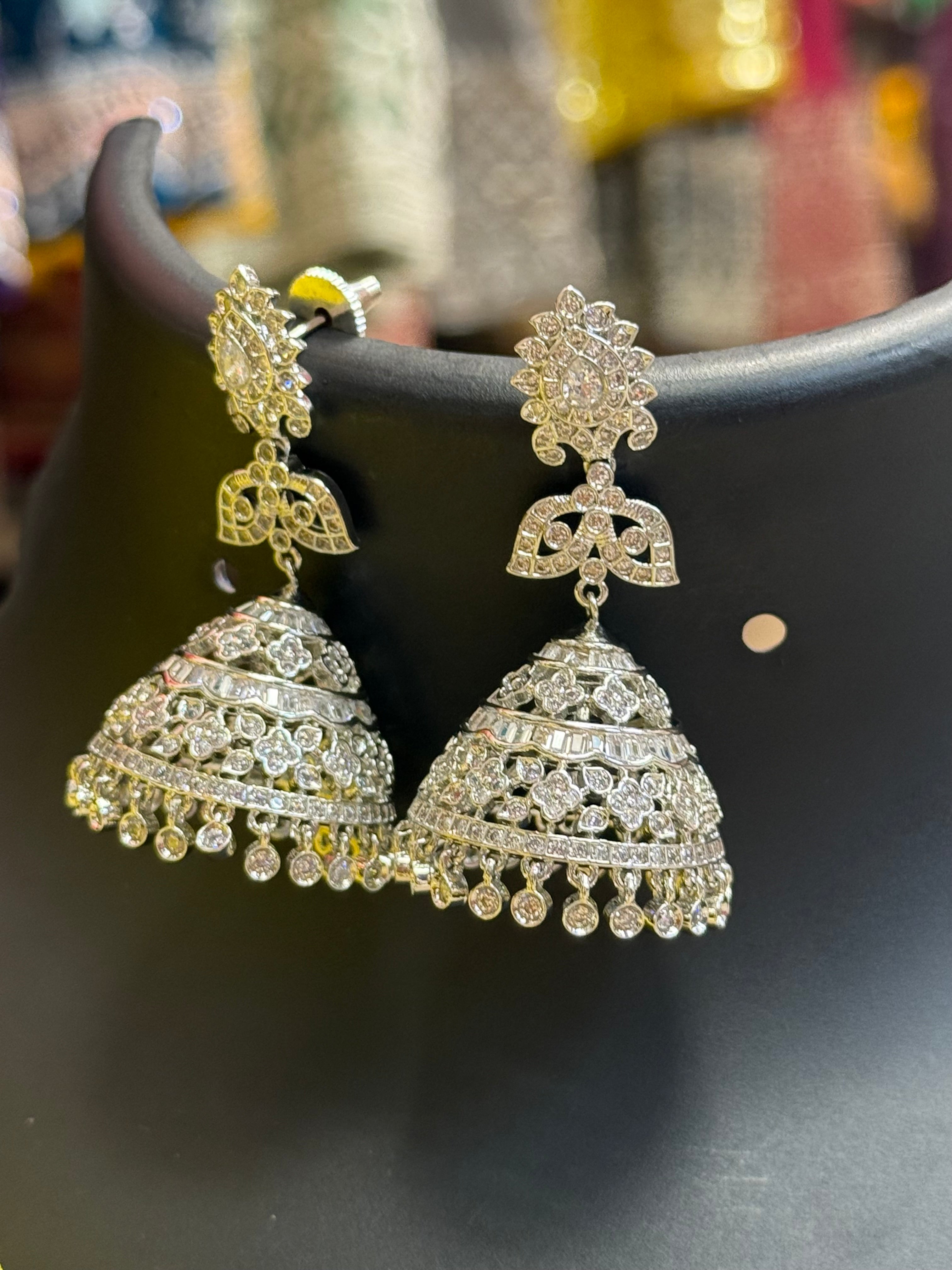 Silver Finish Jhumkas/Earrings