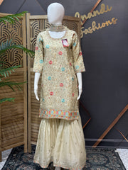 Teenage Girls Gold Tissue Sharara set