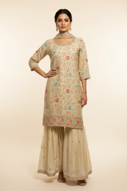 Teenage Girls Gold Tissue Sharara set