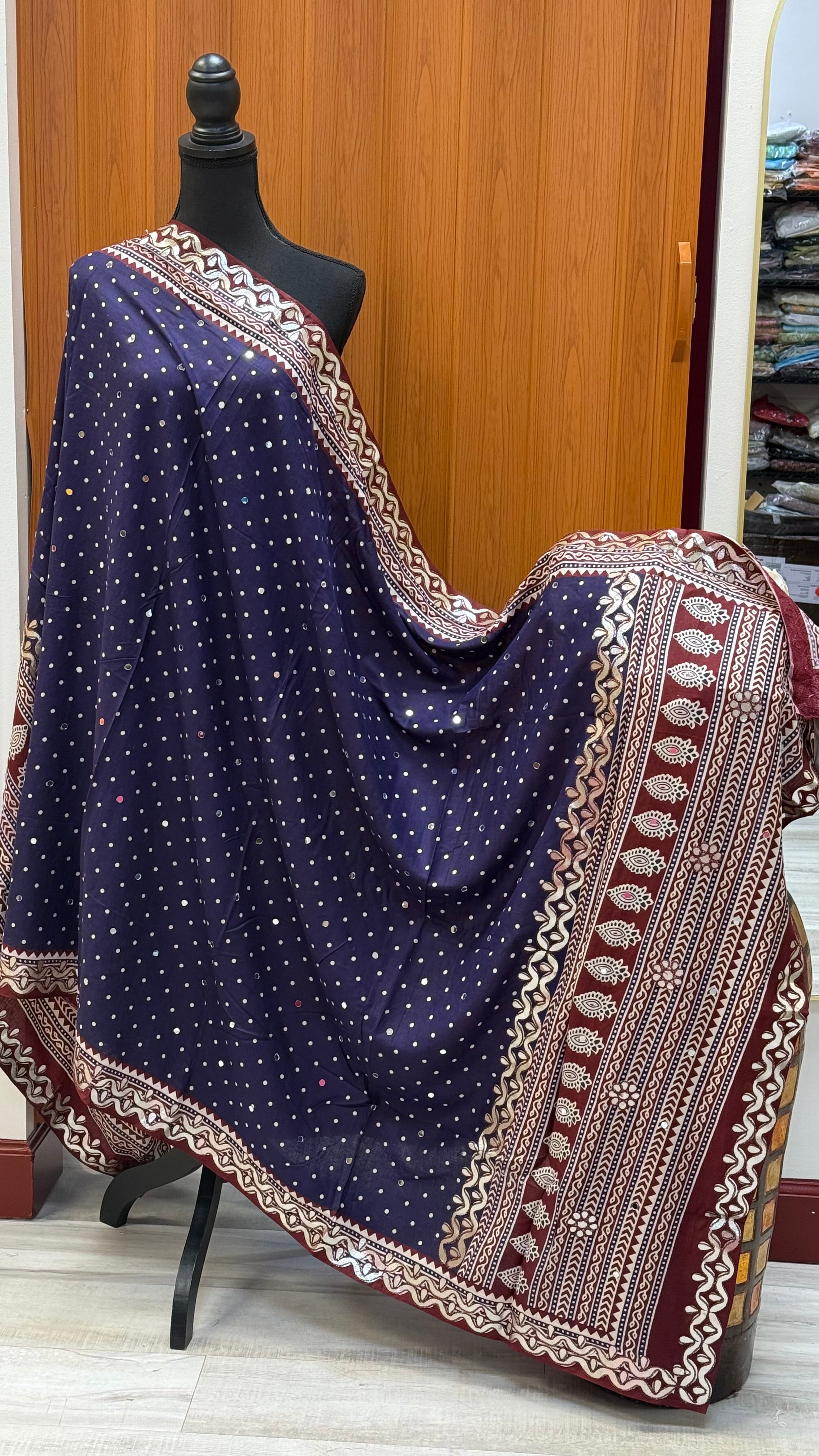 Ink Blue Pure Cotton Ajrakh Dupatta