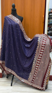 Ink Blue Pure Cotton Ajrakh Dupatta