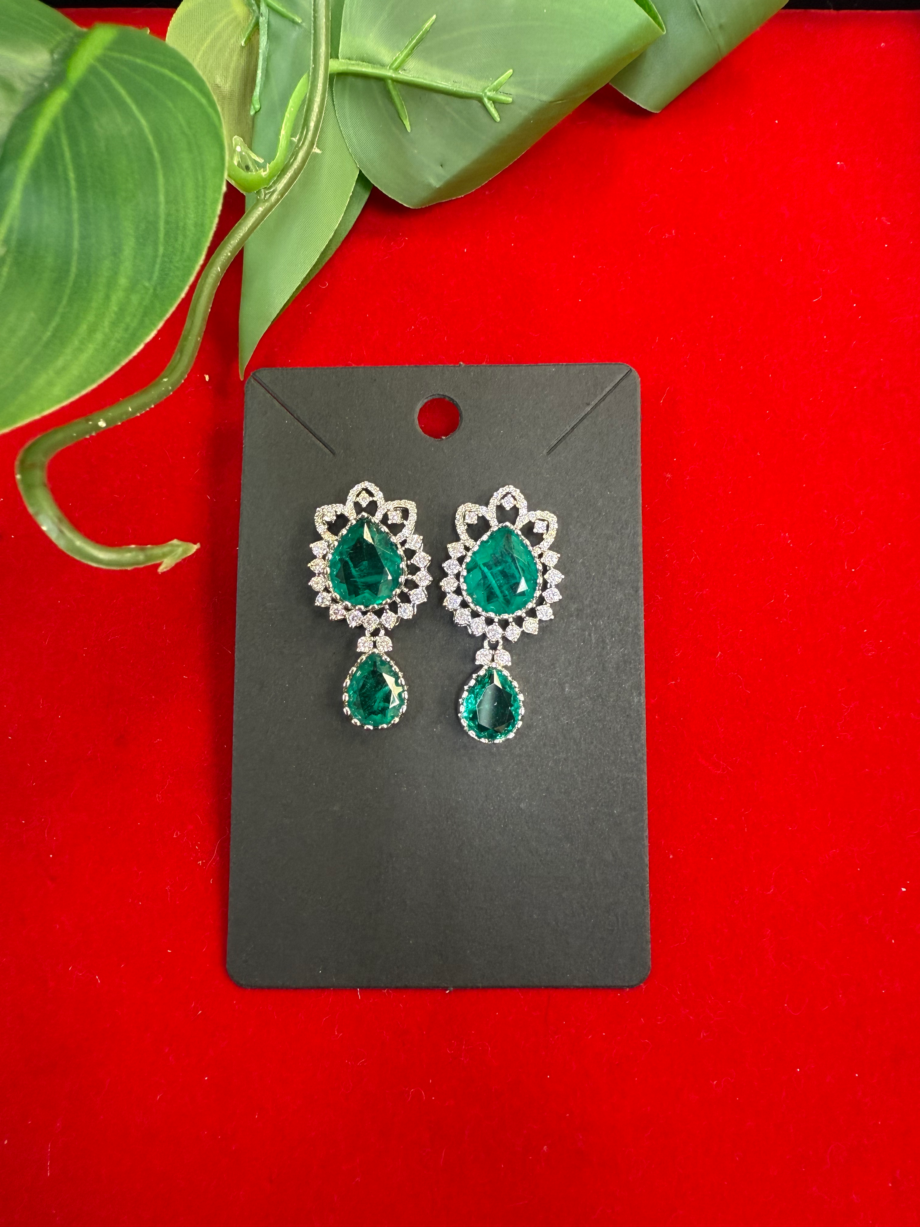 Silver Finish CZ Earrings/Studs image 1