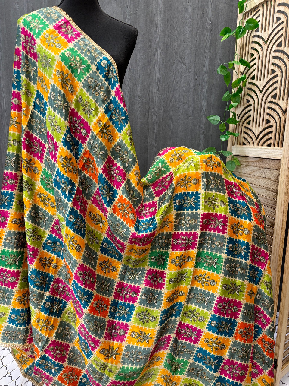 Multicolor Chinon Dupatta  image 2