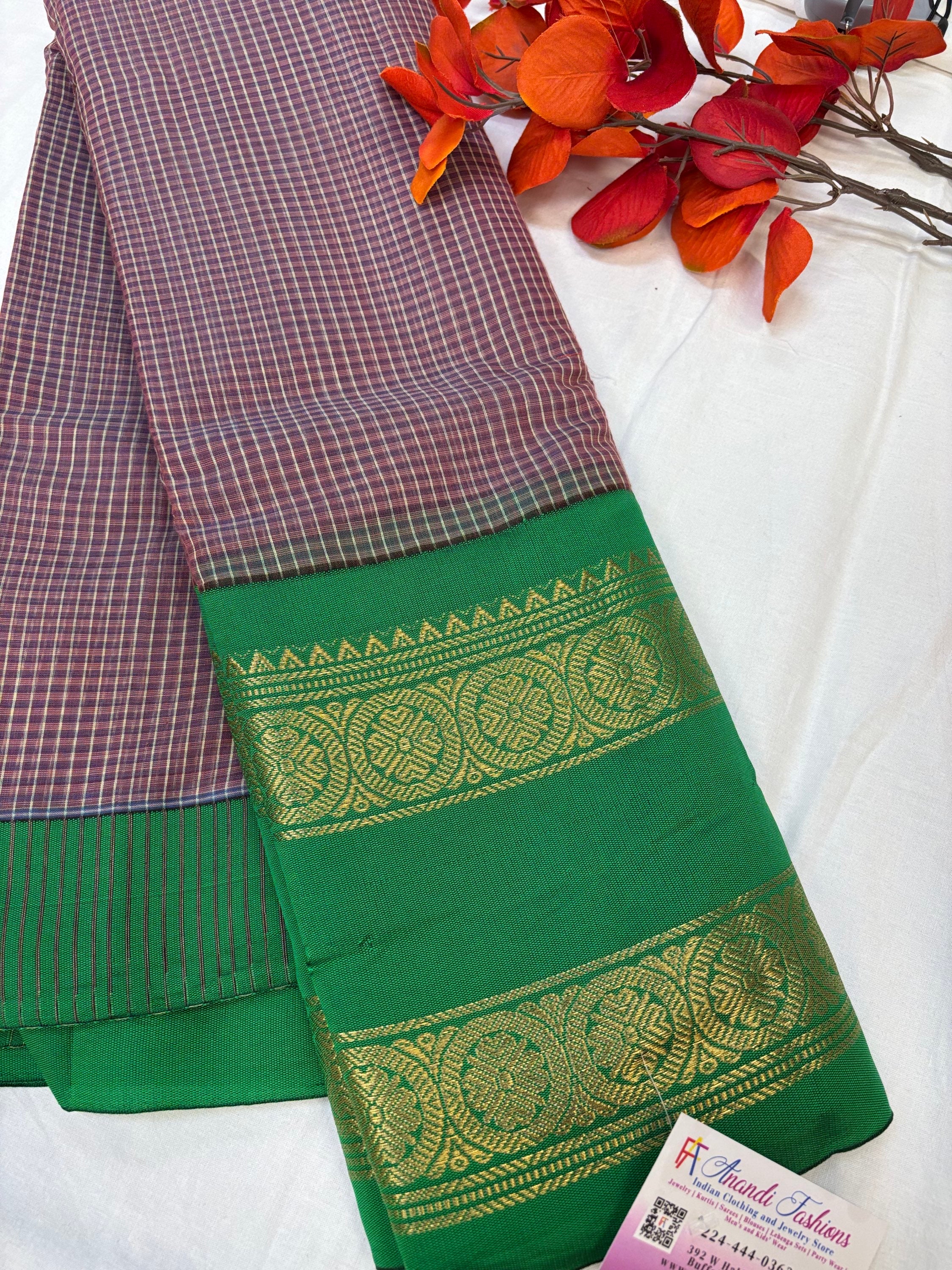 Pure Handloom - Gadwal Cotton Sarees with Big Border image 4