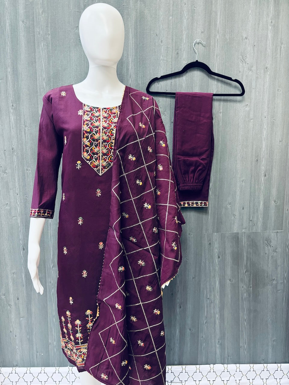 Roman Silk Kurti set- Colorful Kurti sets with embroidery work size 40 image 1