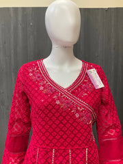 Georgette -Heavy Chikankari Work Pink Top