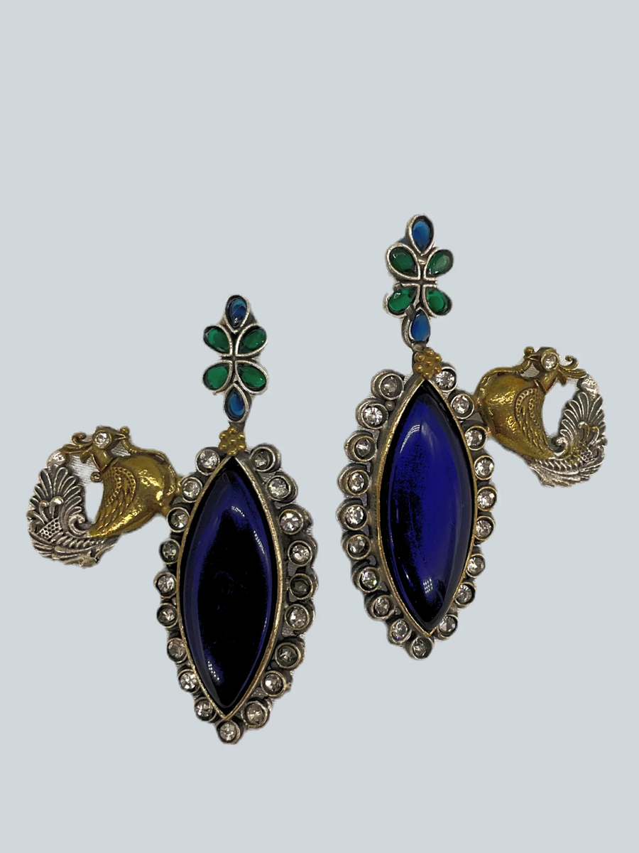 Oxidized jewelry - Dual tone oxidized earrings