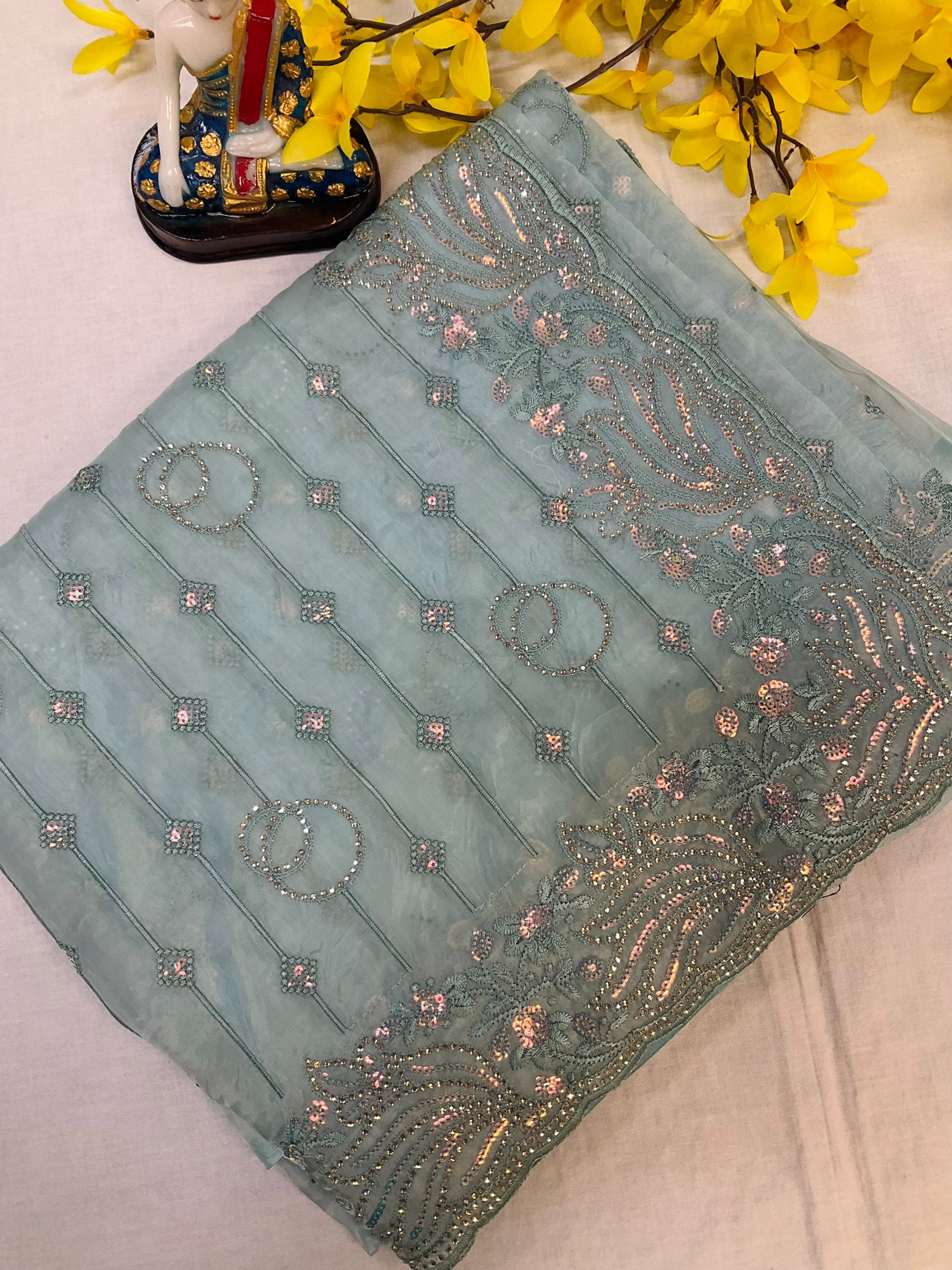 Pastel Colors - Cocktail Party wear sarees image 4