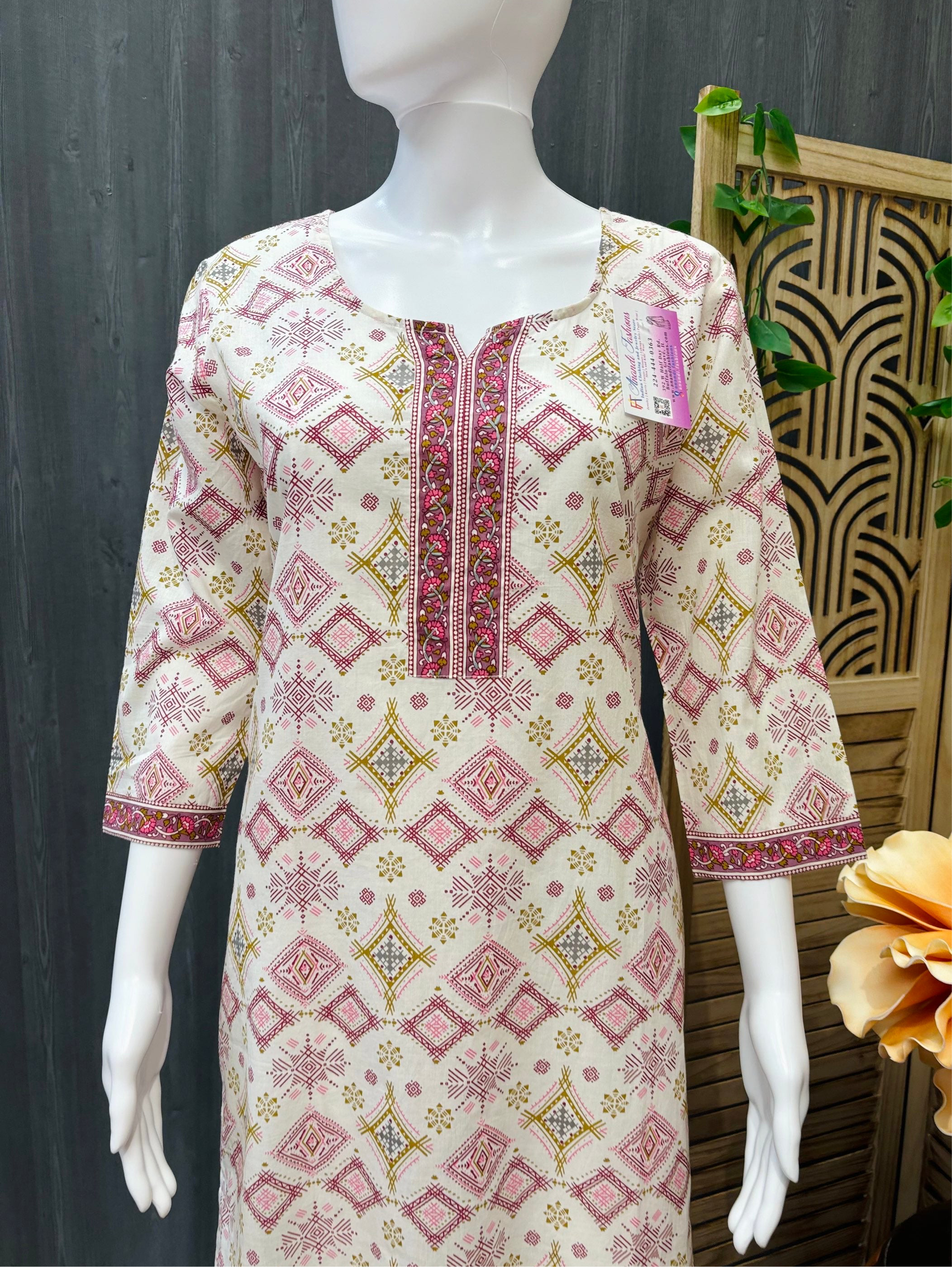 Pure Cotton Half White Kurti