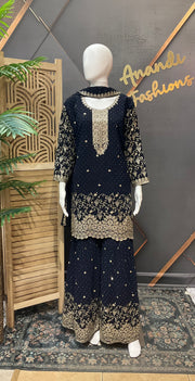 Plus Size Party Wear Navy Blue Sharara set