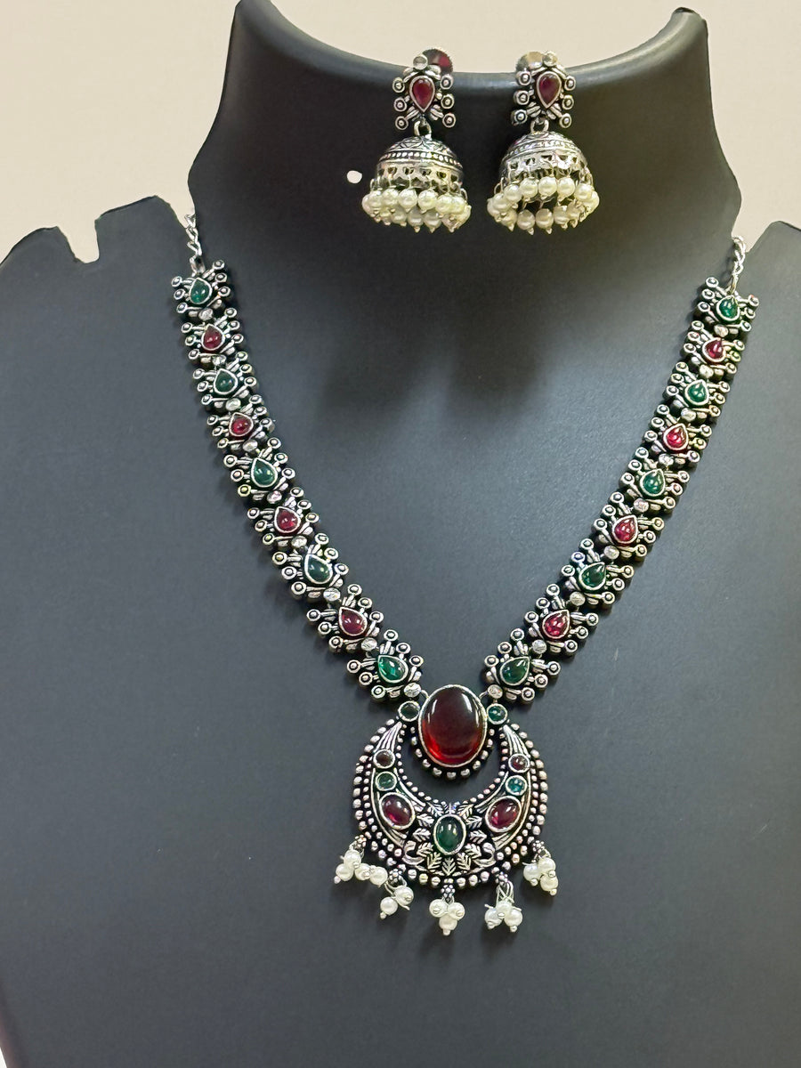 German Silver Multicolor Necklace set