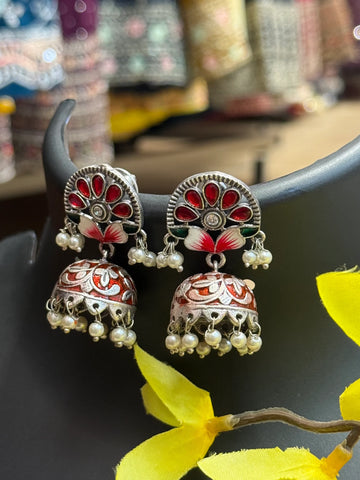 Meenakari Painting Hand Painting Jhumkas /Earrings