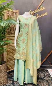 Party Wear Sharara Set Size 36 - Gold Zari Embroidery Work