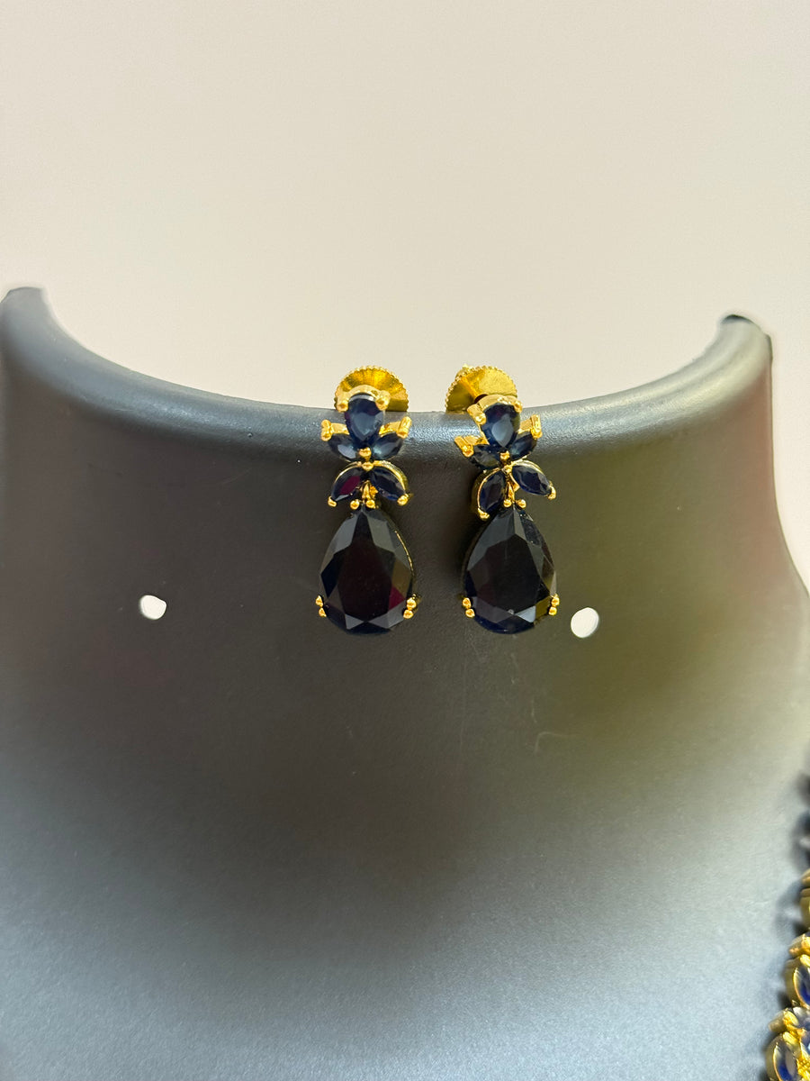 Navy Blue CZ Necklace set