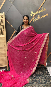 Pink Leheriya Georgette Fancy saree
