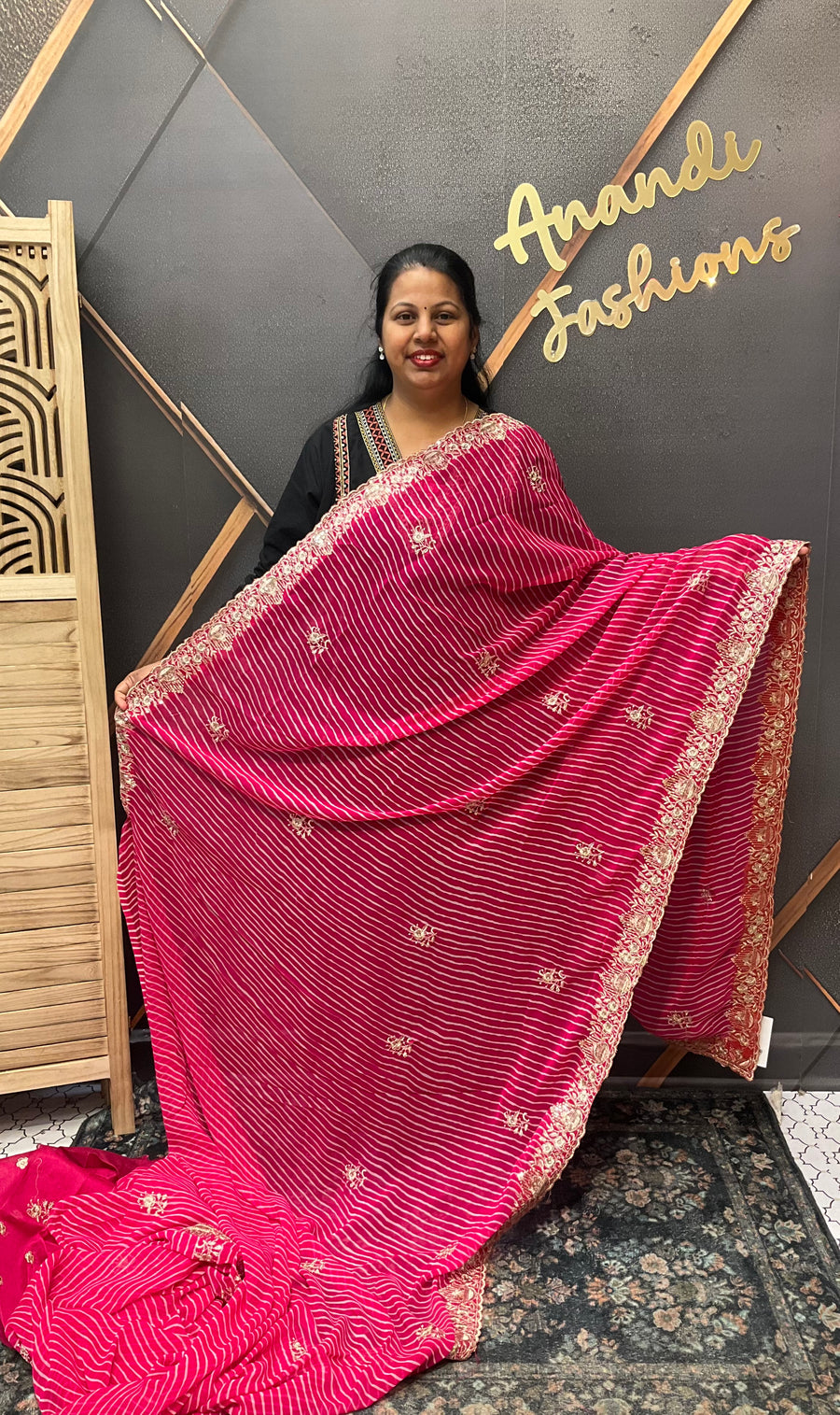Pink Leheriya Georgette Fancy saree