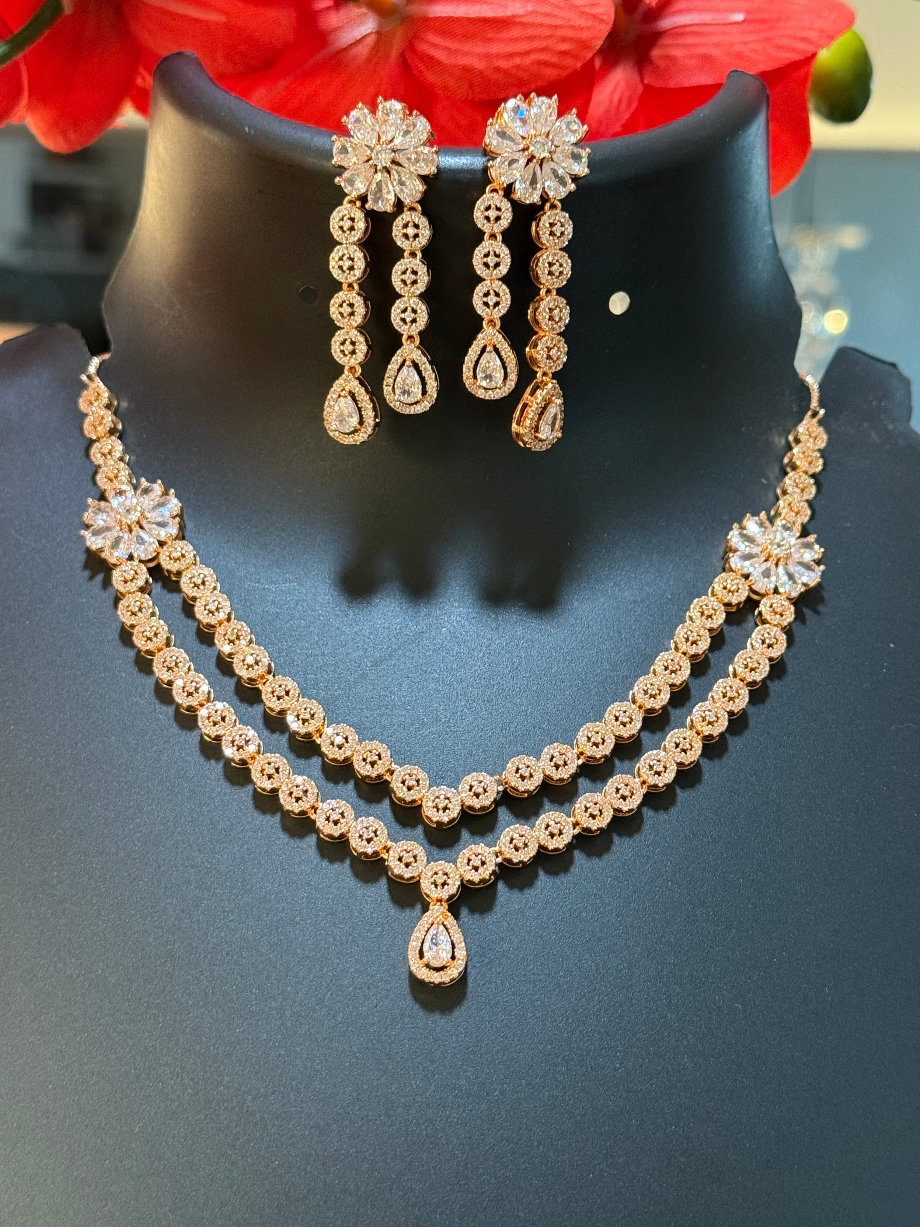 Rose Gold - 2 Line Necklace set