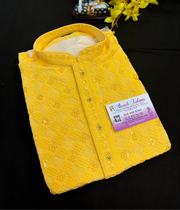 Boys Chikankari Kurta Pajama Set - Traditional Embroidery Kids Wear