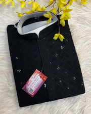 Men’s Black Sequin Kurta Set