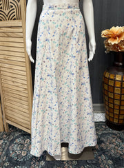 White Printed Full Flare Skirt - Ethnic Wear