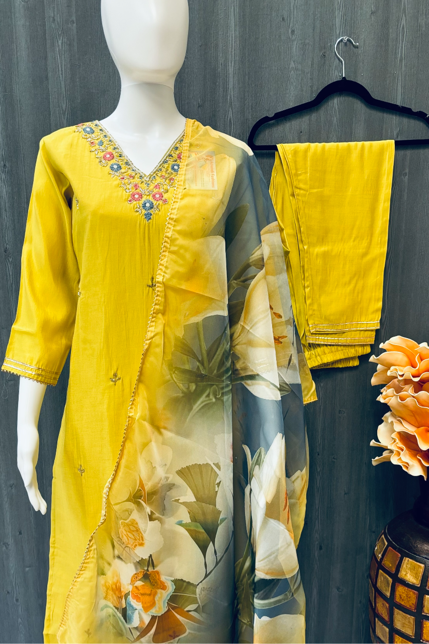 Indian Chudidhar - Party Wear Churidar Set with Digital Print Dupatta image 3