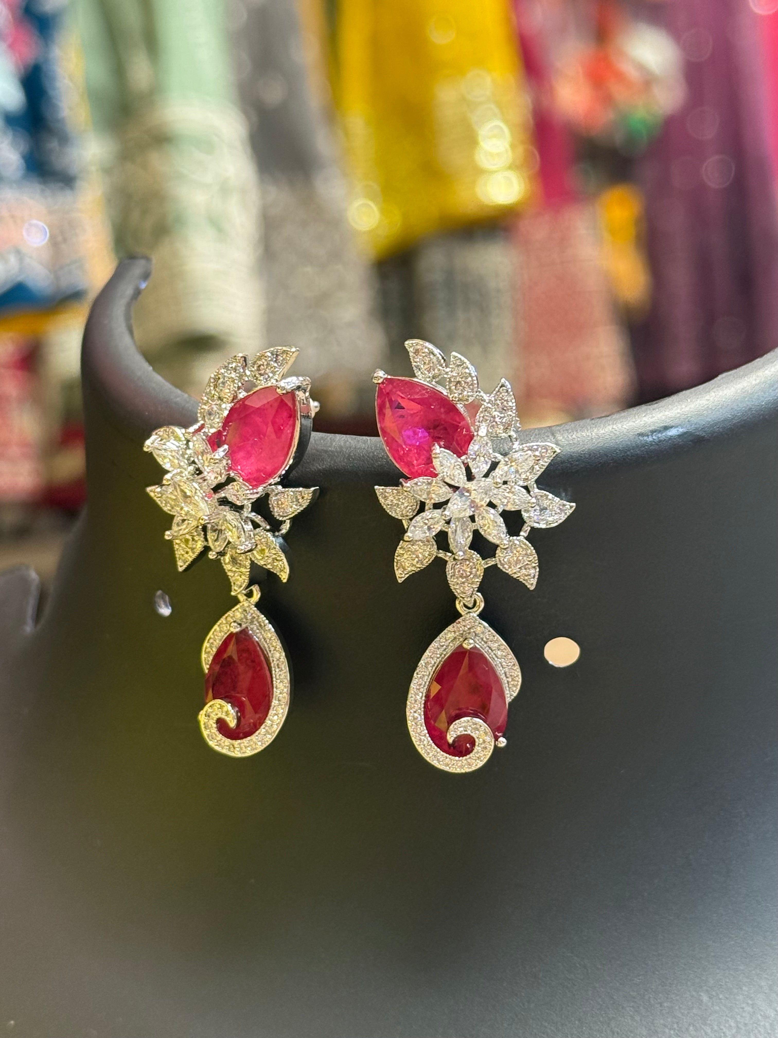 Silver Finish Party Wear Earrings